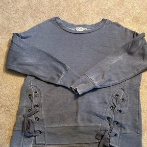 Pink Republic Navy Blue Lace-Up Sweatshirt